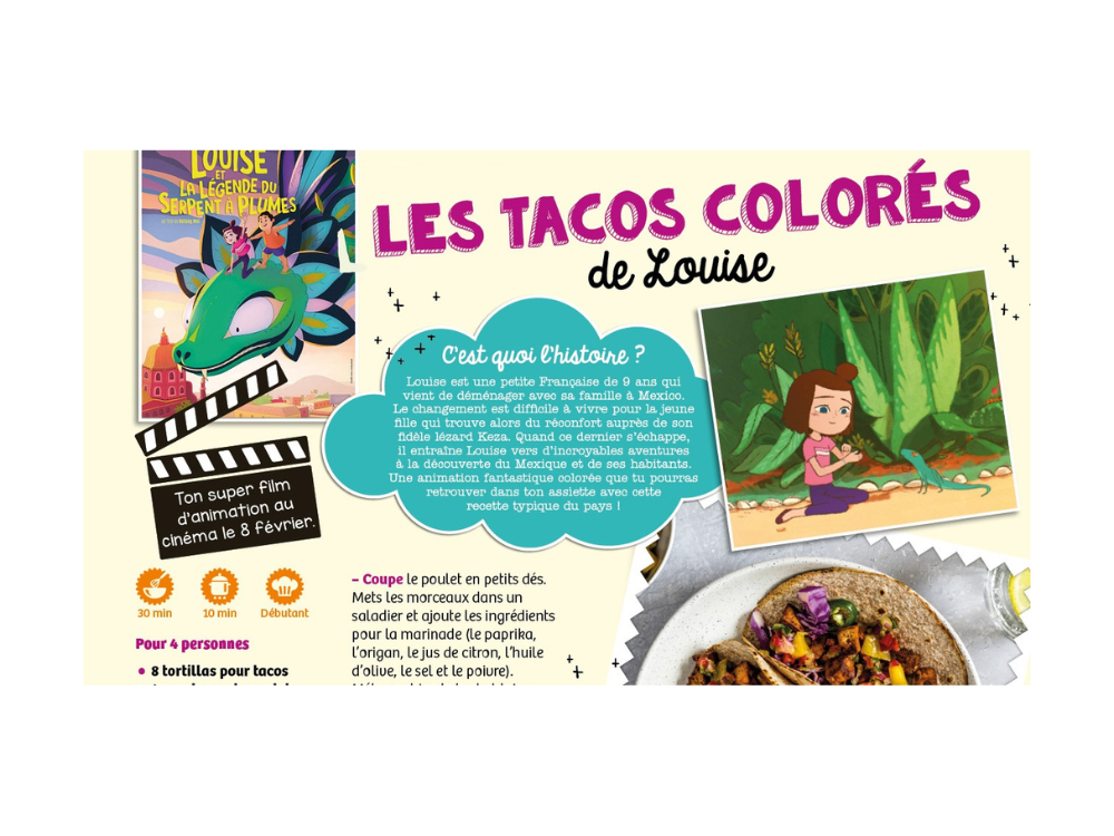 recette tacos du film Louise et la Légende du Serpent à Plumes